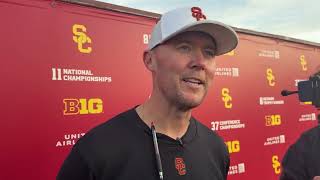 Lincoln Riley discusses USC QB change after practice [upl. by Yrahca]