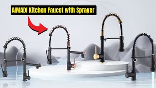 AIMADI Kitchen Faucet with Sprayer  Modern Single Handle Pull Down Sprayer [upl. by Ahsram]