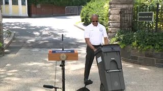 Mayor Eric Adams unveils first official NYC Bin for trash pickup [upl. by Thorpe184]