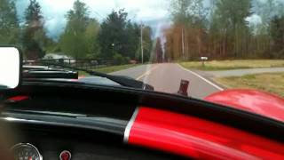 Shelby Cobra 427 incar racing down a country road and doing a burnout [upl. by Lahcsap674]