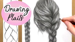 How To Draw A Plait  Braid Hair Drawing Tutorial  Step by Step [upl. by Inalaehon]