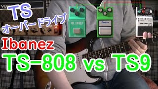 【比較レビュー】 Ibanez TS808 vs TS9「本丸！TUBE SCREAMER決戦」 [upl. by Ytinirt]