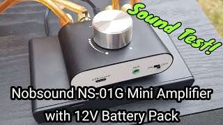 Nobsound NS01G Mini Bluetooth Power Amplifier  12V Battery Pack Sound Test [upl. by Carrel815]