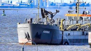 Fleißig Hafenbagger ANNA Baggerschiff DC9204 MMSI 211751880 busy Boskalis harbor dredger Emden [upl. by Winou914]