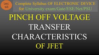 Lec65 Concept of Pinch of Voltage amp Transfer Characteristics of JFET  EDC  R K Classes  Hindi [upl. by Eceinwahs291]