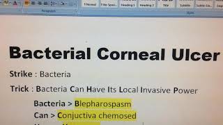 Medical mnemonic  Bacterial Corneal Ulcer  Trick for Tat [upl. by Yerak]