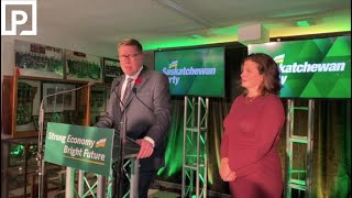 Sask Party Leader Scott Moe gives victory speech [upl. by Narbig454]