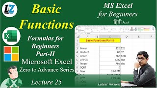 25 MS Excel Basic FunctionsFormulas PartII  Free Course excel learning teacher education [upl. by Odinevneib188]