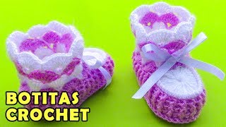 Botitas o zapatitos para bebé de 4 meses tejidos a crochet en punto abanicos paso a paso [upl. by Morganica328]