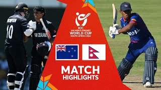 New Zealand v Nepal  Match Highlights  U19 CWC 2024 [upl. by Malha]