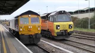 Freight trains at Westbury amp Berkley marsh 29th October 2019 [upl. by Aliekahs]