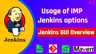 Jenkins GUI Overview  Manage Jenkins Manage Plugins  Configure Jenkins job  Create Views  Users [upl. by Filide]