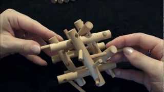 Tri Frame Puzzle Solution amp Tutorial  Wooden Brain Teaser Bamboo Puzzle 3D Pegs amp Sticks [upl. by Elurd796]