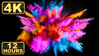 Colorful Powder Explosions 12 Hours 4K Screensaver with Relaxing Music for Meditation [upl. by Cock]