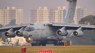 Indian Air Force HEAVY MILITARY TRANSPORT AIRCRAFT  IL76 Takeoff [upl. by Arrim]