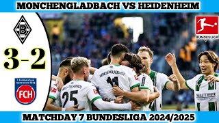 MONCHENGLADBACH VS HEIDENHEIM  32  Matchday 7 Bundesliga 202425 [upl. by Ho]