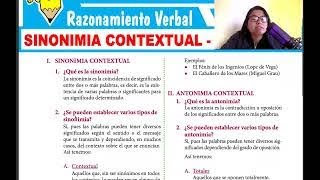 TEMA 1 PARTE 2 SINONIMIA Y ANTONIMIA CONTEXTUAL RAZONAMIENTO VERBAL TERCERO DE SECUNDARIA [upl. by Enelez]