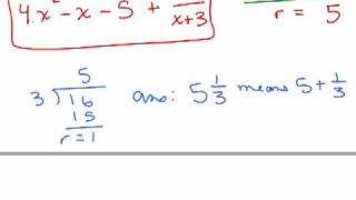 Divide Polynomials using long division  Part 3 [upl. by Ennairek]