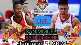 SCHEDULE TODAY JANUARY 5 2024RAIN OR SHINE VS SAN MIGUELLIVECommissionercupPBA [upl. by Ajiam]