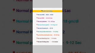 Hematology Normal Values chart  what are normal hematology values [upl. by Gale]