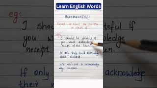 Acknowledge  Meaning and Pronunciation of English Words english grammar [upl. by Osnofedli]