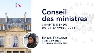 Compte rendu du Conseil des ministres du 24 janvier 2024 [upl. by Dat]