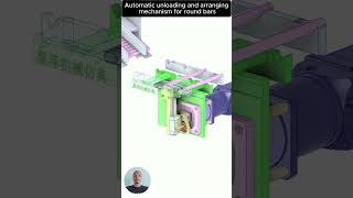 Automatic unloading and arranging mechanism for round bars autocad machine mechanic 3ddesign [upl. by Yeca]