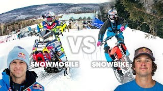 SNOWMOBILE vs SNOWBIKE Whats faster in a race [upl. by Atiuqam]