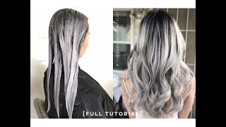 FULL TUTORIAL how to babylights balayage on blackdark hair  bleach wash  color melt tone [upl. by Houser]