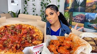 DOMINO’S PIZZA MUKBANG  ARE YALL STILL DRUNK  🤣 [upl. by Anilatac]