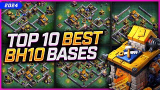 NEW BEST BH10 BASES Stage 12 😍 TOP 10 Builder Hall 10 Base Links for 2024  Clash of Clans [upl. by Aerdnat]