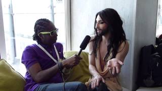 Interview Conchita Wurst Austria  London Eurovision Party 2014  wiwibloggs [upl. by Nnire]