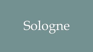 How to Pronounce Sologne Correctly in French [upl. by Artaed]