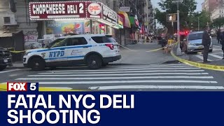 Driveby shooting Innocent bystander fatally shot outside NYC deli [upl. by Inram887]