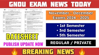 Gndu Exam News Today 😱 Datesheet 2024 Publish Update  1st  3rd  5th Semester  Gndu Latest Update [upl. by Maxey606]