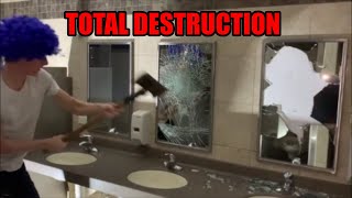 COMPLETELY DESTROYING A FANCY BATHROOM WE SMASHED EVERYTHING [upl. by Rimidalg]