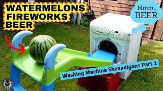 WASHING MACHINE VS WATERMELON  FIREWORKS  BRICK EXPERIMENT Full Power Self Destruction Test [upl. by Connelley852]