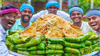 KIZHI PAROTTA  Banana Leaf Parotta Recipe Cooking In Village  Soft Layered Mutton Kizhi Parotta [upl. by Carmon]