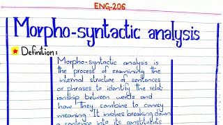 Morphosyntactic analysis ENG206 4thsemester pu [upl. by Huba821]