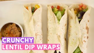 EASY VEGAN RECIPE Crunchy Lentil Dip Wraps [upl. by Lebasiram]