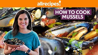 How to Cook Mussels  Buy Clean amp Cook Mussels  Get Cookin’  Allrecipescom [upl. by Redep]