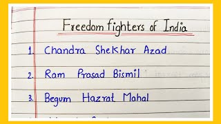 Freedom Fighters Name  Name of Indian Freedom Fighters  Freedom Fighters of India [upl. by Repooc]