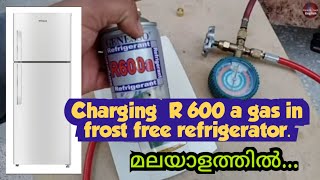 Gas charging  frostfree  doubledoor fridge refrigeration  R600a  refrigerant [upl. by Nerra]