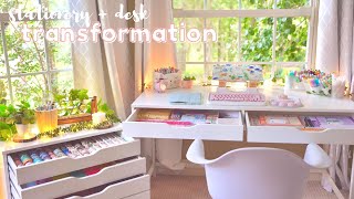 Desk  stationery organization makeover ✨🌿 back to school 2021 [upl. by Aliab]