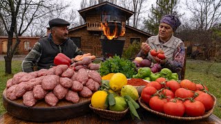 Kazan Cutlets With Vegetables Cooking on a Wood Fire [upl. by Avah]