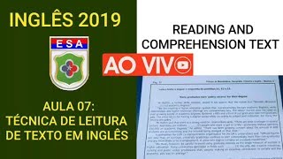 Inglês para ESA Aula 07  Técnica de Leitura de Texto em Inglês [upl. by Nosac760]