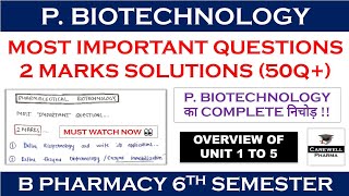 Solutions  2 Marks  Pharmaceutical Biotechnology 6th semester Important Questions  Carewell P [upl. by Gerk]