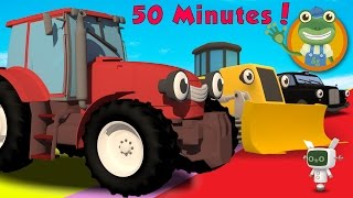 Trevor The Tractor and MORE Trucks for Toddlers  Geckos Garage [upl. by Ahsenit]