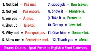 Parler Anglais avec des Phrases courtes  Speak French to English in Short Sentences [upl. by Zetrauq]