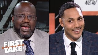 Shaq in shock after Hollins says neither Kobe nor MJ can fill LeBron’s shoes  First Take [upl. by Alletnahs]